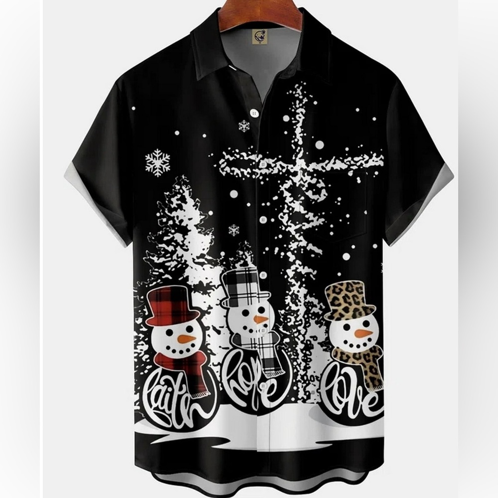 HARDADDY SHORT SLEEVE CHRISTMAS SHIRT FAITH HOPE LOVE MENS